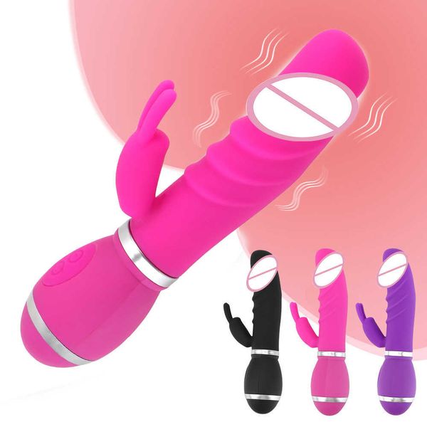 Articles de beauté Vibromasseur point G 12 vitesses alimenté par batterie Vibrateurs gode réalistes jouets sexy pour femmes Vibromasseur lapin Stimulateur clitoridien