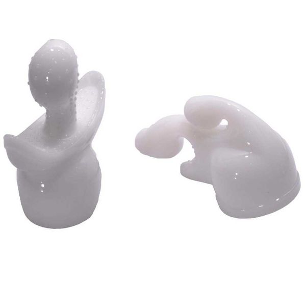 Articles de beauté 2 pièces/ensemble capuchon de masseur en Silicone blanc fixation de baguette magique AV masseur tige vibrateur accessoires jouets sexy pour femme