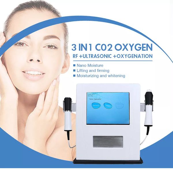 articles de beauté 3 en 1 RF jet d'oxygène peel aqua co2 bulle dosettes d'oxygénation faciale anti-âge ultrasons bulle d'oxygène exfolier la machine de nettoyage de la peau
