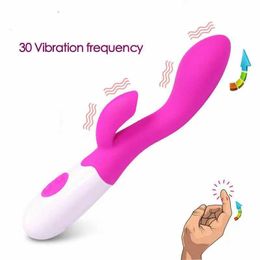 Artículos de belleza, consolador vibrador femenino de punto G de 30 velocidades, juguete de silicona suave, dedos de conejo, simulan sexy, masajeador de clítoris vaginal, divertido