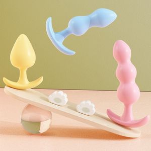 Beauty Items 3 Stk/set Soft Jelly Anale Plug Kralen Volwassen Speelgoed Huid Gevoel Dildo Sexy Mannen Vrouwen Beginner Trainer butt Product