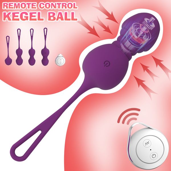 Articles de beauté 4 Pcs Kegel Ball Télécommande Oeuf Vibrant Sphincter Formateur Masturbateur Féminin Point G Vagin Stimulateur Sexy Jouets pour Couple