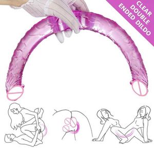 Articles de beauté 44 cm Doudo Soft Jelly Double Dildos Dildos Cock lesbien Vaginal anal Plugle flexible Faux pénis pour femmes Toys sexy