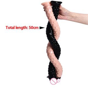 Articles de beauté 50 cm super long gode en silicone avec ventouse texture d'échelle de poisson pénis réaliste masturbation vaginale féminine plug anal jouet sexy