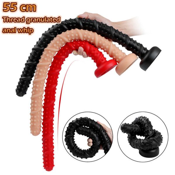 Articles de beauté 55 cm Super Long Plug Anal Spirale Conception Massage De La Prostate Énorme Gode Butt Particules Stimulation Vagin Masturbateur Sexy Jouets