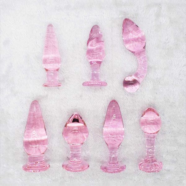 Objets de beauté 7pcs verrou anal plug rose cristal gros balle anus effilée bdsm crosse mignonne sexy toys for adulte masturbation préliminaire