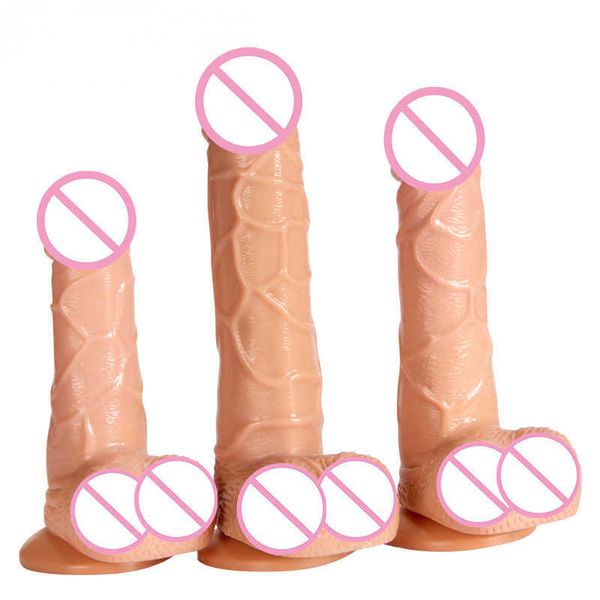 Artículos de belleza Consolador realista XXL de 8,3 pulgadas con ventosa potente Pene realista Juguete sexy Punto G flexible Eje curvo y bola