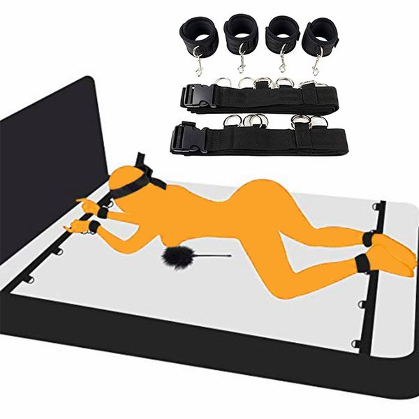 Articles de beauté Jeux érotiques SM pour adultes, jouets sexy pour femmes, couples adultes, jambes ouvertes, contraintes de bondage, menottes de cheville en nylon, accessoires de menottes