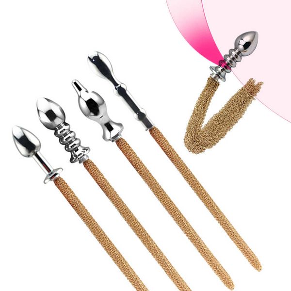 Elementos de belleza bdsm 5 tamaño metal enchufe anal cola larga látigo látigo lágrimas de lágrimas cuentas de coqueteo insertar unisexy juguetes sexys para hombres pareja