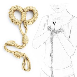 Artículos de belleza BDSM Bondage Collar sexy Cuerda de cáñamo Collar Fetish SM Esposas Femdom Juegos eróticos para adultos para parejas Conjuntos