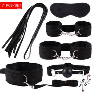 Beauty Items BDSM Kits Volwassenen sexy Speelgoed Voor Vrouwen Mannen Handboeien Tepelklemmen Zweep Spanking Metalen Anale Plug Vibrator Butt Bdsm Bondage Set