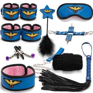 Articles de beauté BDSM peluche cuir cosplay policiers bondage ensemble de retenue pour femmes sexy jouet SM menottes corde fouet collier kit adulte jeu exotique