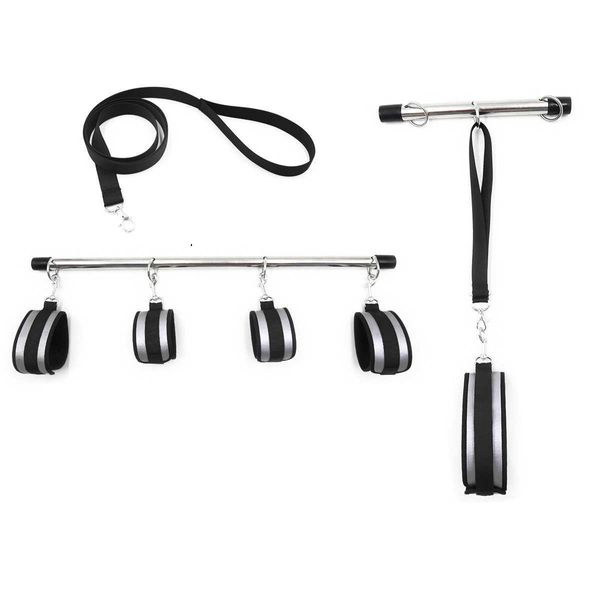 Articles de beauté BDSM Contraintes Manilles Spreader Bar Bondage Set Avec Menottes Cheville Menottes Collier Pour Fantaisie Fétiche Formation Esclave Jeu De Rôle