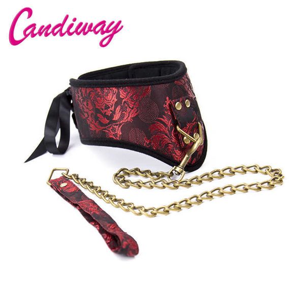 Artículos de belleza Bdsm sexyy Collar Fetish Bow Bondage Leash Cadena de acero Juego para adultos Esposas para perros Foot Cuff castigar Sadism sexy Toy Slave Erotic