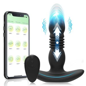 Objets de beauté Bluetooth vibrateur anal poussant le stimulateur de la prostate masseur de retard de verrouillage de verrouillage de rond