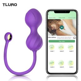 Art￭culos de belleza Bluetooth Vibrator para mujeres Control de la aplicaci￳n Bola vaginal inal￡mbrica Vibrante Amor Egg Vibrato Hembra Mujeres Sexy Productos Adultos 18