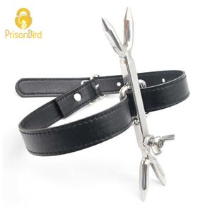 Beauty Items KUISVOGEL Nieuwe Strikte Leer Metalen Roestvrij Staal Ketters Vork Bondage SM sexy Speelgoed voor Mannen/Vrouwen BDSM A320 Cock Ringen