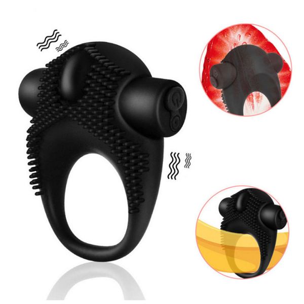 Articles de beauté Anneau de pénis d'éjaculation retardée 10 vitesses Vibromasseur USB Charge Silicone Cock Vibrant Pour Hommes Plaisir Améliorant Sexy Shop