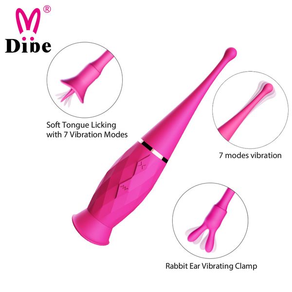 Articles de beauté DIBE 7 modes vibrateur léchant le vagin lapin chatte silicone clitoridien stimulateur de vibrations anales machine sexy jouets pour adultes pour femme