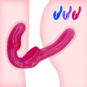 Schoonheidsartikelen dubbele kop dildo voor lesbische strapless strapon -riem op jelly paren g spot vagina anale massage sexy speelgoed vrouwen