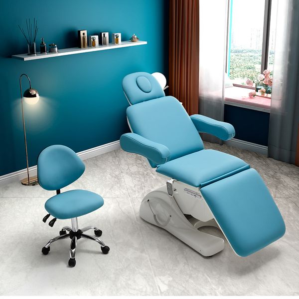 Articles de beauté Lit de beauté électrique table de massage de table du visage 3 Hauteur moteur A réglable luxe électrique Traitement de beauté chaise bleu