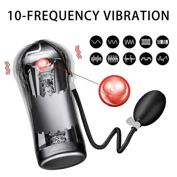 Articles de beauté électrique noir Transparent cristal tasse trois canaux presser Airbag Masturbation mâle adulte sexy jouets