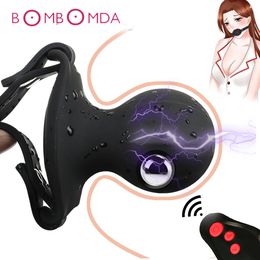 Artículos de belleza, vibrador con tapón de descarga eléctrica para la boca para mujeres, estimulador del punto G, consolador Anal, masajeador de próstata para hombres, SM, juego para adultos, parejas