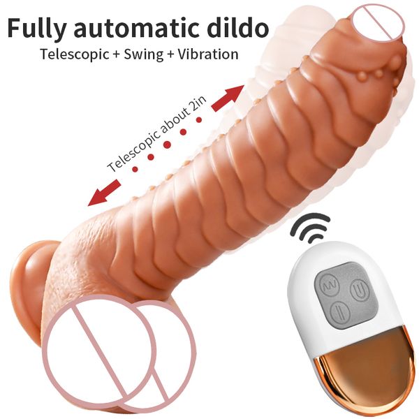 Artículos de belleza consolador completamente automático, juguetes sexys para mujeres, 8 velocidades, columpio de empuje, estimulación del punto G, ventosa de silicona, tienda vibratoria