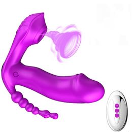 Articles de beauté G Spot ventouse vibrateur 3 en 1 sucer le Clitoris pour les femmes vibrant Anal perle stimulateur femme sexy jouets