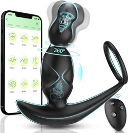 Schoonheid items gelugee-app anale plug vibrator sexy speelgoed voor mannen prostaat massager 360 graden rotatie stimulatie mannelijke buttplug met pikring