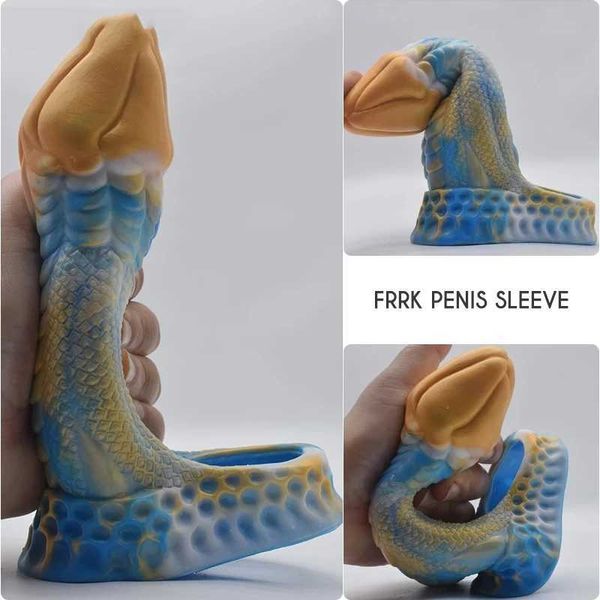 Articles de beauté HESEKS Fantasy Dragon Cock Gaine Avec Anneau Extensible Pour Balles Slip In Coloré Penis Extender Sleeve Mâle Sexy Jouets Couple