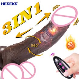 Schoonheidsartikelen HESSSS realistische externe verwarming penis telescopische rotatie schommel vibratie volwassen speelgoed dildo g spot vibrator sexy voor dames fema