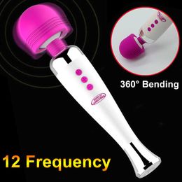 Schoonheid items Hieha 12 frequentie krachtige vaginale clitoris stimulator trilling waterdichte av Wand Massager vibrator voor vrouwen volwassen sexy speelgoed