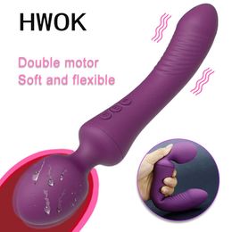 Schoonheidsartikelen hwok av -vibrator voor vrouwen vagina clitoris stimulator dual motors body massager volwassenen sexy speelgoed shocker vrouwelijke masturbator