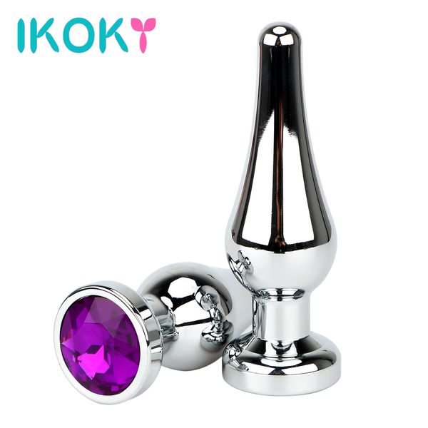 Articles de beauté IKOKY Butt Plug Avec Diamant Jouets Sexy pour Femmes et Hommes Métal Anal Plugs En Acier Inoxydable Fetish Chastity Adulte Produit