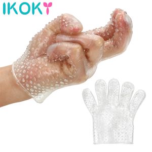 Schoonheidsartikelen IKOKY Finger Sleeve Flirt Gloves Adult Products Clitoris Stimulator Games Sexy speelgoed voor vrouwen