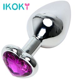 Artículos de belleza IKOKY Masajeador de próstata en forma de corazón Romántico Butt Plug Joyas de cristal Erótico Anal juguetes sexy para mujer Hombres Gay