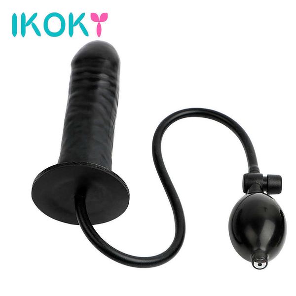 Artículos de belleza IKOKY masturbador femenino inflable tapón Anal enorme consolador con bomba tienda sexy pene postizo juguetes para mujeres producto adulto