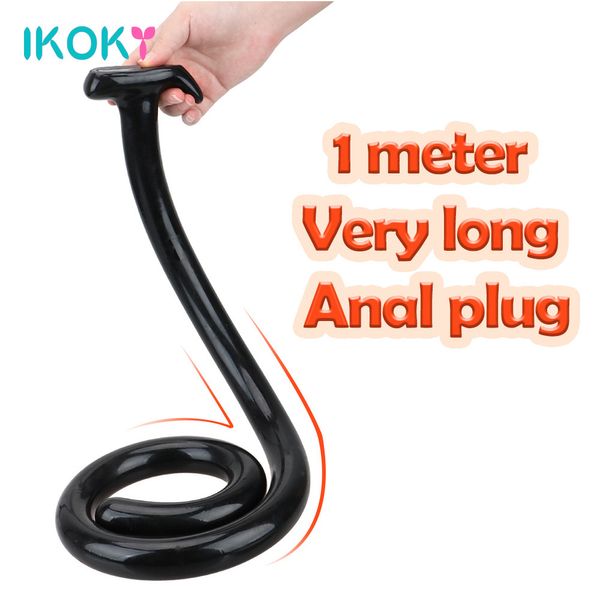 Artículos de belleza IKOKY Super Long Anal Plug juguetes sexy para hombres Dilator 1M Dildo Masajeador de próstata Ano Masturbador Estimulación del punto G Butt Plug