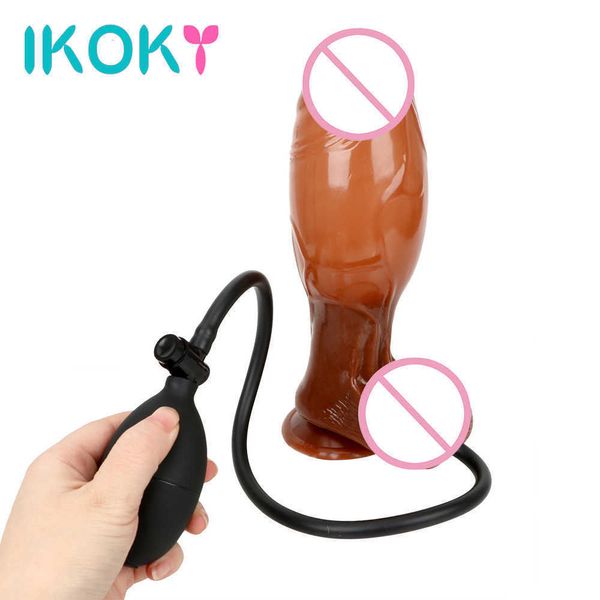 Artículos de belleza Inflables Consoladores grandes Plug anal Juguetes sexy para mujeres Hombres Pareja Herramientas Ventosa Pene real Polla Butt Dilatador Productos Tienda para adultos