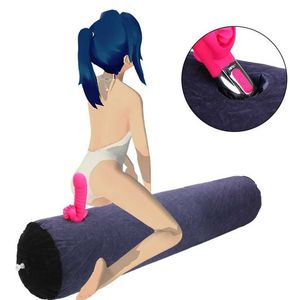 Artículos de belleza Almohada inflable para abrazar BonBon Mount Insert Dildo Vibrator Fasten sexy Toy Riding Toys para mujeres Dispositivo de masturbación