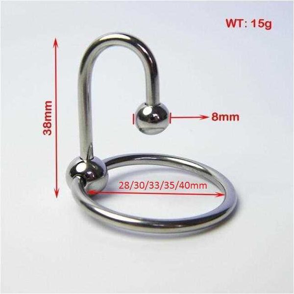 Artículos de belleza, lo último en acero inoxidable para hombre, pene de dos cuentas, anillo de Gonobolia retrasado, joyería para pene, juguete sexy BDSM para adultos para glande D009