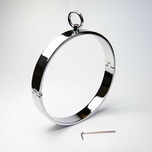 Schoonheid items nieuwste roestvrijstalen nek ring kraag terughoudendheid halsband bondage pins vergrendelen volwassen bdsm sexy games speelgoed voor mannelijk vrouw