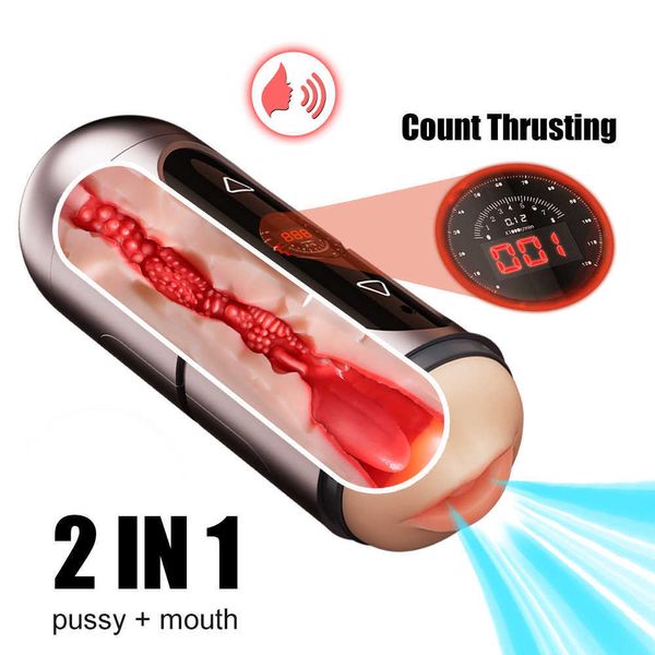 Articles de beauté LCD Digital Smart Vibrator Entraîneur retardé Count Thrusting sexy Toys For Men 4 Modes Dual Channel Male Masturbator