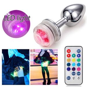 Artículos de belleza LED Light Shining Anal Sexy Toys for Girl Women Culo Buttug Butt Bulto Cail Metal Metal Producto PROSTA Remoto Control de brillo BDSM