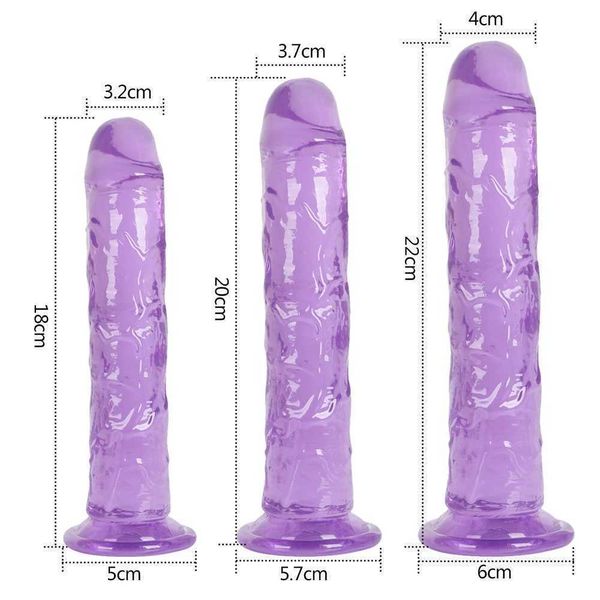 Artículos de belleza consolador lésbico consoladores de gelatina suave con ventosa fuerte pene sin vibrador Artificial para masturbación femenina juguetes sexys