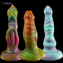 Schoonheidsartikelen liker edycja limitowana wielokolorowy ko zwierzt due dildo mikkiego silikonu g spot stymulowa alien korek analy fantasy fantasy sexy zabawki dla czowieka