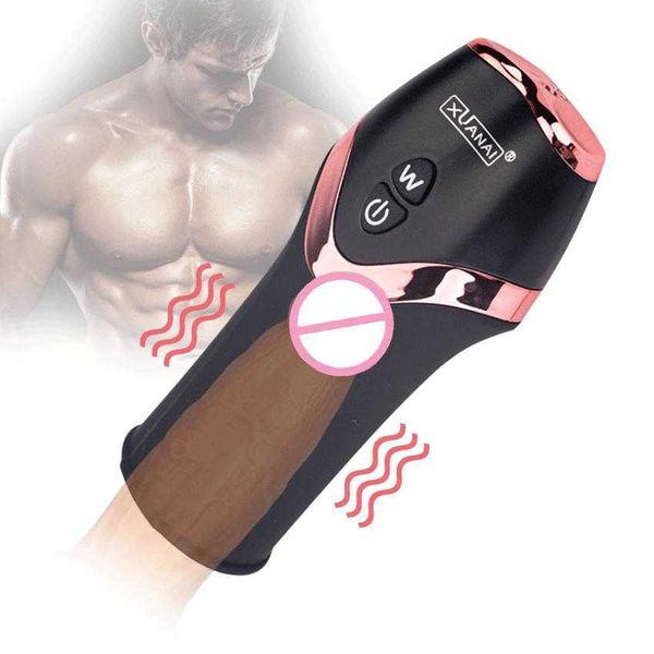 Articles de beauté Masturbation Masturbation Cup Silicone Vagina Glans Men's Détharcheur Ejaculation Vibrator Sexy Toys for Men Electric Pleasure Penis Trainer 18