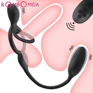 Schoonheid items mannelijke prostaatmassage vibrator anale plug draadloze regeling slijtage siliconen stimuleren massager vertraging ejaculatiering speelgoed voor paar