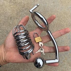 Schoonheidsartikelen Mannelijke sexy producten Roestvrijstalen kuisheidsgordel Cock Cage met buttplug BDSM Bondage Verstelbare penisring Metalen peniskooi